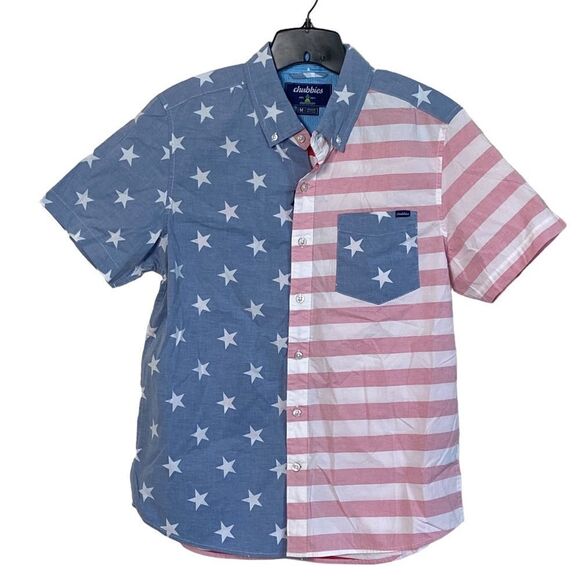 Chubbies The Uncle Sam USA Flag Patriotic Friday Short Sleeve Shirt Sz M NWT - Picture 4 of 16